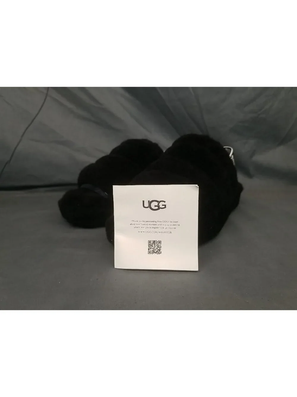 UGG Girls K Fluff Yeah Slippers Slides Black Size 3 NEW IN BOX!